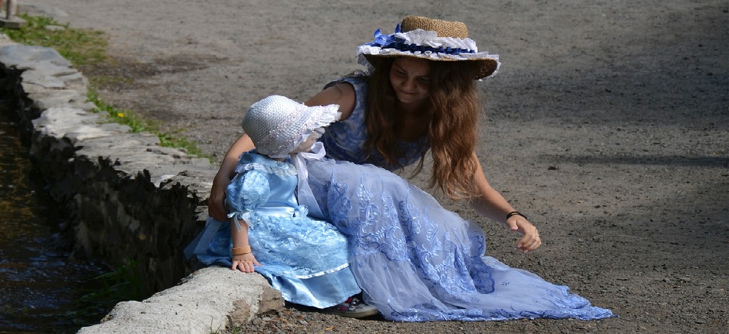 mother and daughter in costume